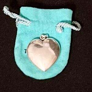 Tiffany & Co. Sterling Silver Puffy Heart Pendant Large 925 Necklace Charm Pouch